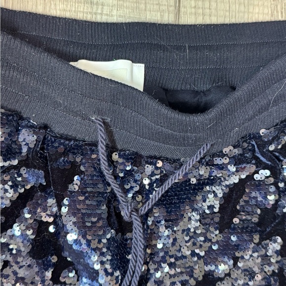 Anthropologie ett:wa Velvet sequin joggers size Small navy fully lined - Picture 6 of 9